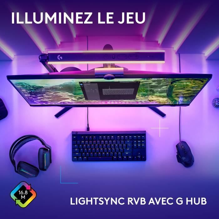 Clavier gamer - Filaire - Logitech G - G515 TKL - AZERTY - Mécanique - RGB - Noir