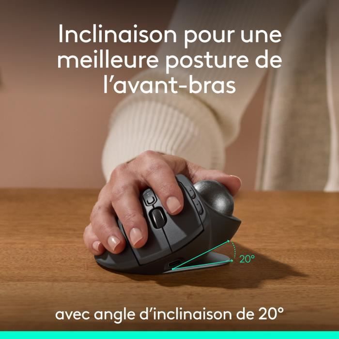 Souris ergonomique - sans fil - Logitech - MX ERGO S - Graphite
