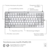 Clavier - Sans fil - Logitech - MX Mechanical Mini -AZERTY - Rétroéclairé - Pour Mac - Gris pâle