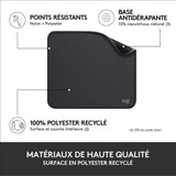 Tapis de souris - Logitech - Série Studio - Glissement facile - Noir