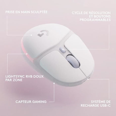 Souris Gamer - Sans fil - Logitech G - G705 - Blanc