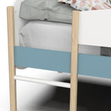 DEMEYERE Lit toboggan - 90 x 200 cm - Sommier a lattes - 2 Tirroirs - Décor blanc et bleu orage