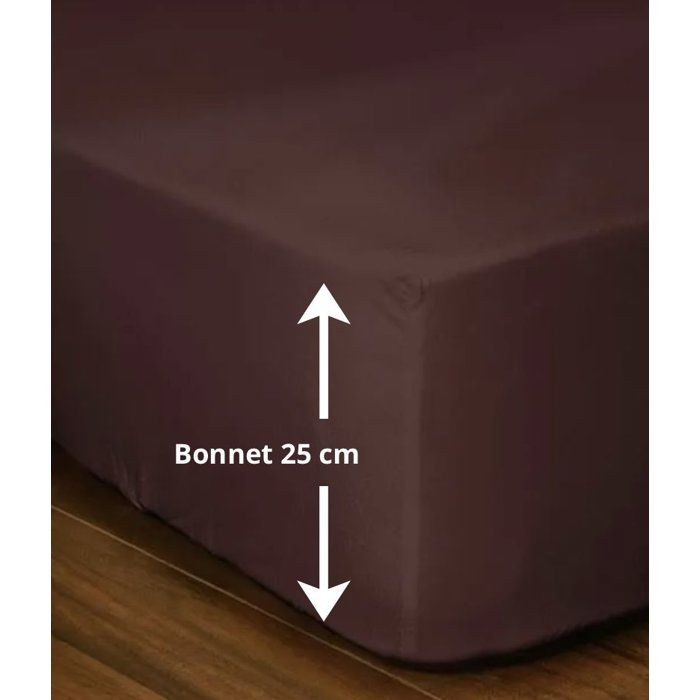 Drap-housse - LOVELY HOME - LH71600 - 140x190+25 cm - Marron