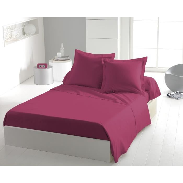 Drap Plat - LOVELY HOME - 100% coton -180 x 290 cm - Fuchsia