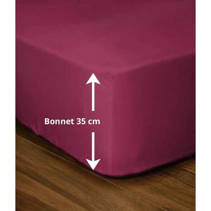 Drap-housse - LOVELY HOME - LH71608 - 160x200+35 cm - Fuchsia