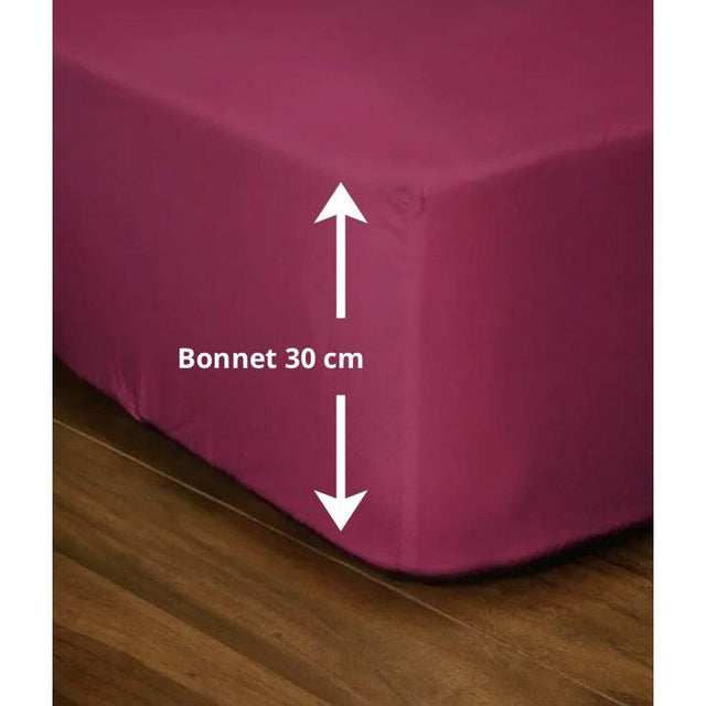 Drap-housse - LOVELY HOME - LH71613 - 90x190+30 cm - Fuchsia