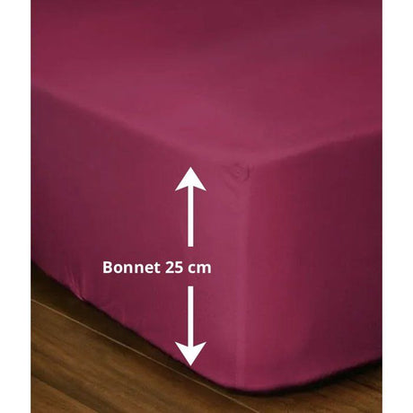 Drap-housse - LOVELY HOME - LH71614 - 180x200+25 cm - Fuchsia