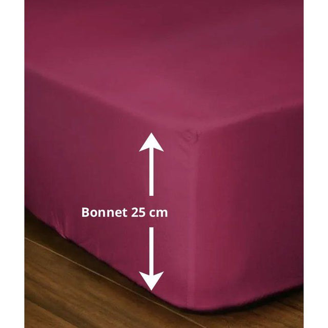 Drap-housse - LOVELY HOME - LH71616 - 140x190+25 cm - Fuchsia