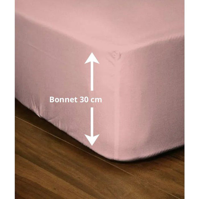 Drap-housse - LOVELY HOME - LH71629 - 90x190+30 cm - Rose