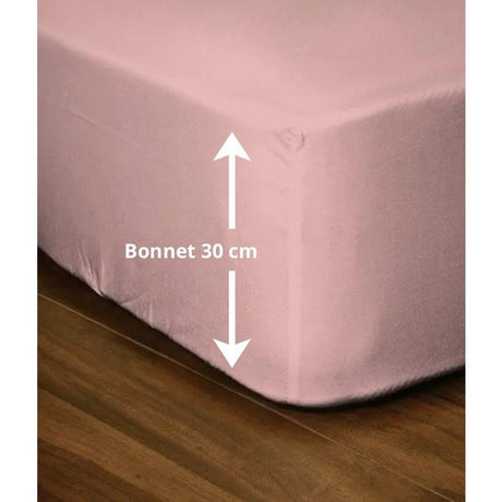 Drap-housse - LOVELY HOME - LH71629 - 90x190+30 cm - Rose