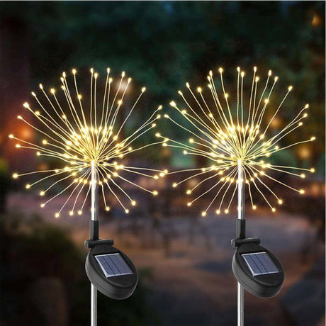 Lot 2 balises solaires - LUMISKY - FIREWORKS SPIKE - LED effet feu d'artifice - H97 cm - Eclairage extérieur décoratif