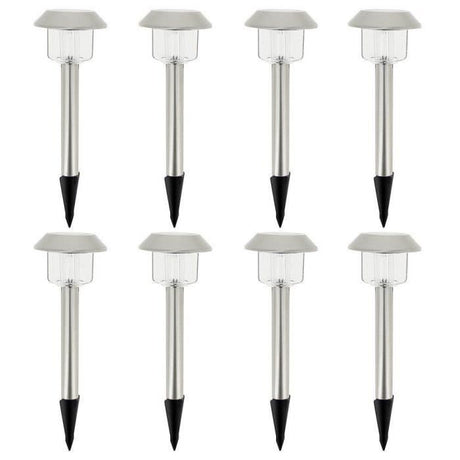 Lot de 8 balises solaires LED blanc froid - ALESIA - LUMISKY - Métal - Extérieur