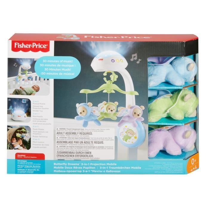 Fisher-Price - Mobile Doux Reves Papillon - Mobile lit bébé  - 0 ans et + CDN41