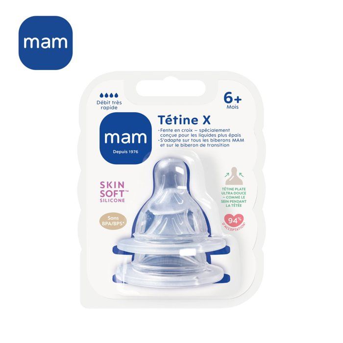 Tétine MAM Silicone Débit X Ultra Rapide - Lot de 2