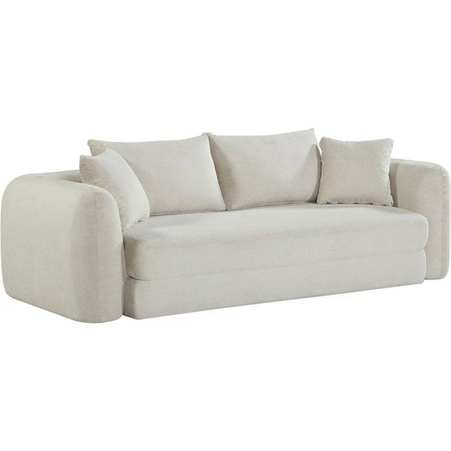 Canapé compressé convertible - 2/3 places - MARIN - Tissu Beige creme - 239 x 111 x 87 cm