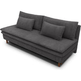 Canapé convertible - 3 places - MASSA - Tissu velours côtelé gris anthracite - Pieds bois massif - L 195 x H 82 x P 86 cm