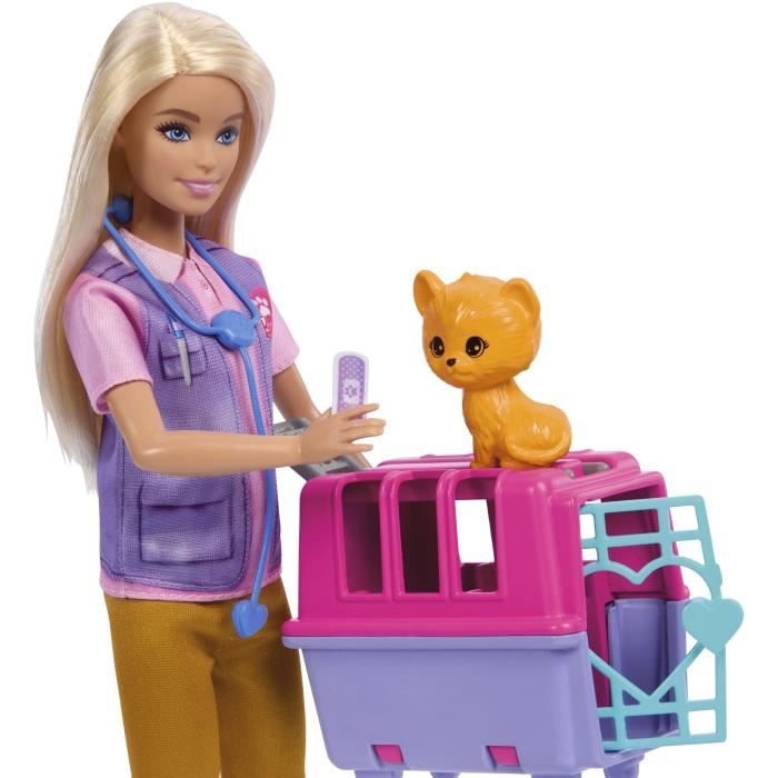 Barbie-Sauvetage d'Animaux-Coffret poupée blonde et accessoires HRG50