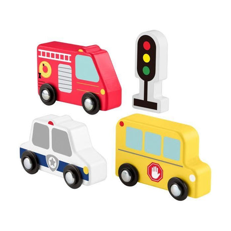 Fisher-Price Mes Véhicules en bois - Véhicule pour jeu a quatre pattes - 4 pieces en bois, des 2 ans, JCY32