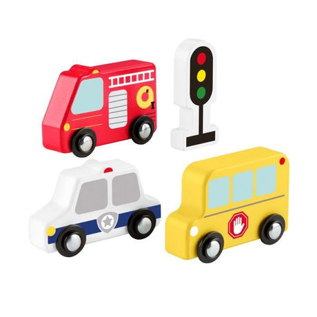 Fisher-Price Mes Véhicules en bois - Véhicule pour jeu a quatre pattes - 4 pieces en bois, des 2 ans, JCY32