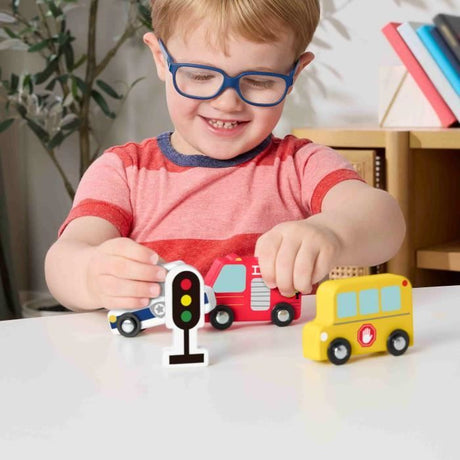 Fisher-Price Mes Véhicules en bois - Véhicule pour jeu a quatre pattes - 4 pieces en bois, des 2 ans, JCY32
