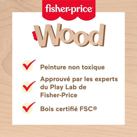 Fisher-Price Lapin a pousser en bois - Véhicule pour jeu a quatre pattes - 1 Piece en bois - des 6 mois - JDM52