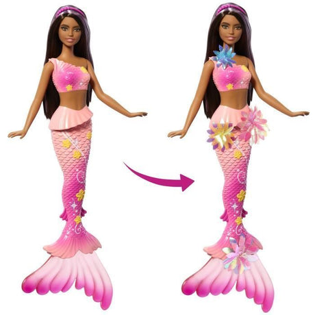 Barbie - Sirene Fleur Magique - Poupée aux longs cheveux bruns - Barbie - JDM73