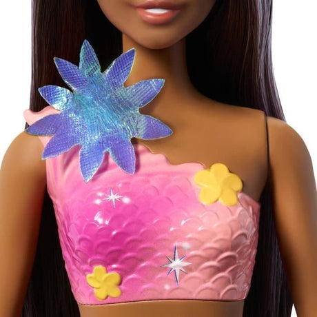 Barbie - Sirene Fleur Magique - Poupée aux longs cheveux bruns - Barbie - JDM73