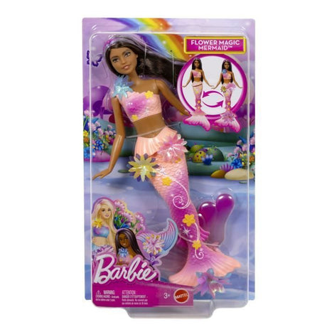 Barbie - Sirene Fleur Magique - Poupée aux longs cheveux bruns - Barbie - JDM73