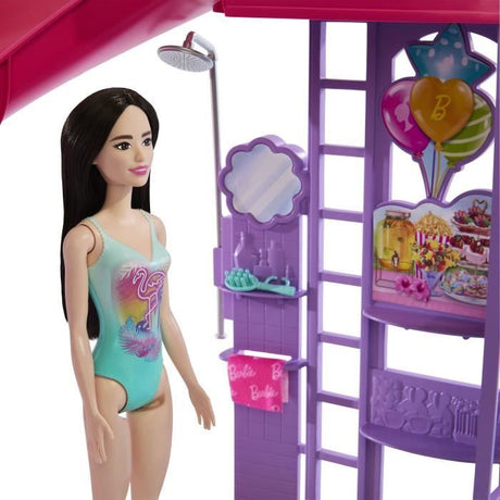 Barbie - Coffret Piscine de Reve - Toboggan et jacuzzi - Plus de 20 accessoires - Barbie - JFP01