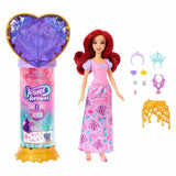 Poupée Jewel Reveal Ariel, Accessoires avec 8 surprises, 1 boîte a bijoux en forme de coeur, 1 bague pour enfant et 9 éléments, JHL49