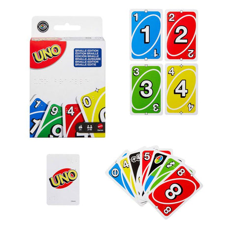 UNO BRAILLE - Jeu de cartes - Pour Joueurs Aveugles Ou Malvoyants - Mattel Games - 7 ans et +