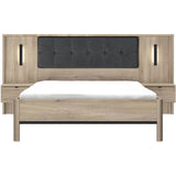 Lit adulte avec chevets lambris - MAXIMIN - 140 x 190 cm - Chene Krönberg clair - GAMI