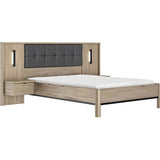 Lit adulte avec chevets lambris - MAXIMIN - 140 x 190 cm - Chene Krönberg clair - GAMI