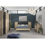 Lit adulte avec chevets lambris - MAXIMIN - 140 x 190 cm - Chene Krönberg clair - GAMI