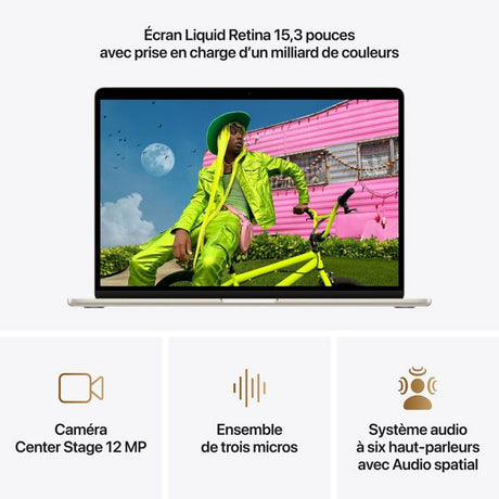 Apple - 15,3 MacBook Air M5 (2026) - RAM 24Go - Stockage 1To - CPU 10 coeurs - GPU 10 coeurs - Lumiere Stellaire