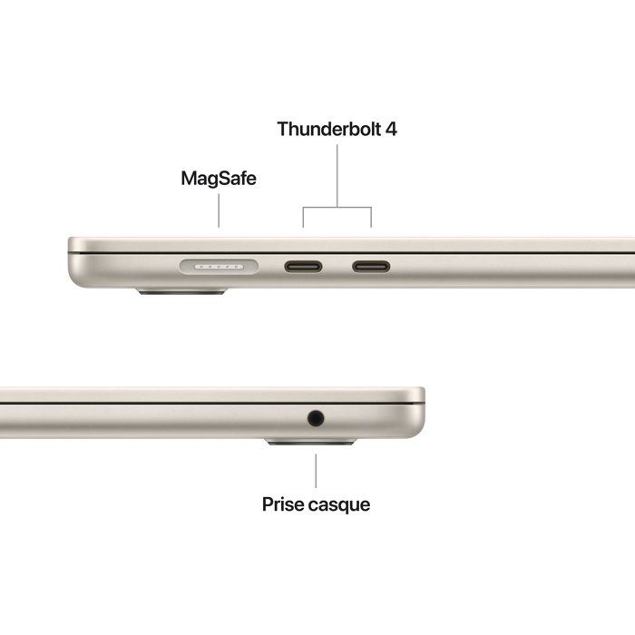 Apple - 15,3 MacBook Air M5 (2026) - RAM 24Go - Stockage 1To - CPU 10 coeurs - GPU 10 coeurs - Lumiere Stellaire