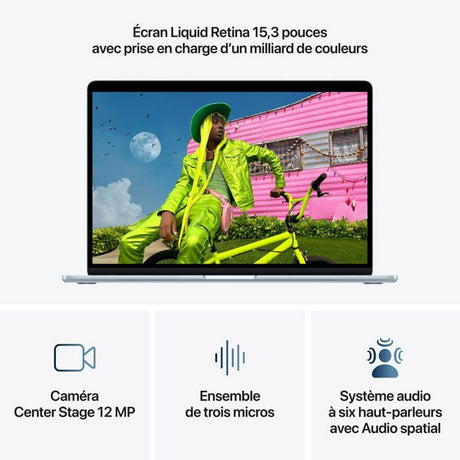 Apple - 15,3 MacBook Air M5 (2026) - RAM 16Go - Stockage 1To - CPU 10 coeurs - GPU 10 coeurs - Bleu Ciel