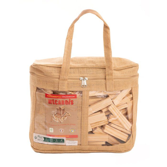 Mécabois Sac de planchettes de 400 pieces - Jeux de constructions planchettes en bois -  fabriqué en France