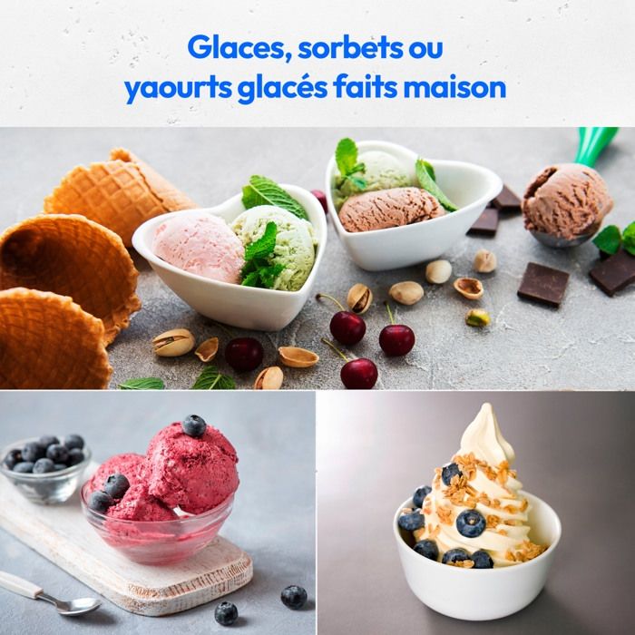 MEDION Machine a glace avec compresseur (convient pour la préparation de cremes glacées, yaourts glacés & sorbets, 1 litre, 100