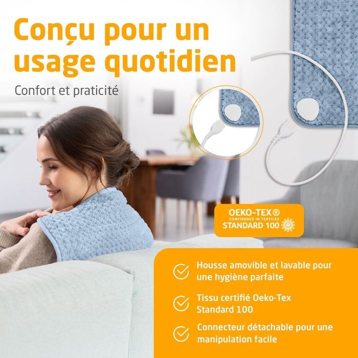 Coussin chauffant ultra doux - MEDISANA - HP 515 - 100 W - 4 réglages - Bleu
