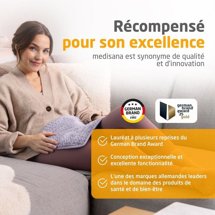 Coussin chauffant ultra doux - MEDISANA - HP 518 - 100 W - 4 réglages - Violet