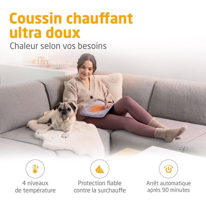Coussin chauffant ultra doux - MEDISANA - HP 518 - 100 W - 4 réglages - Violet