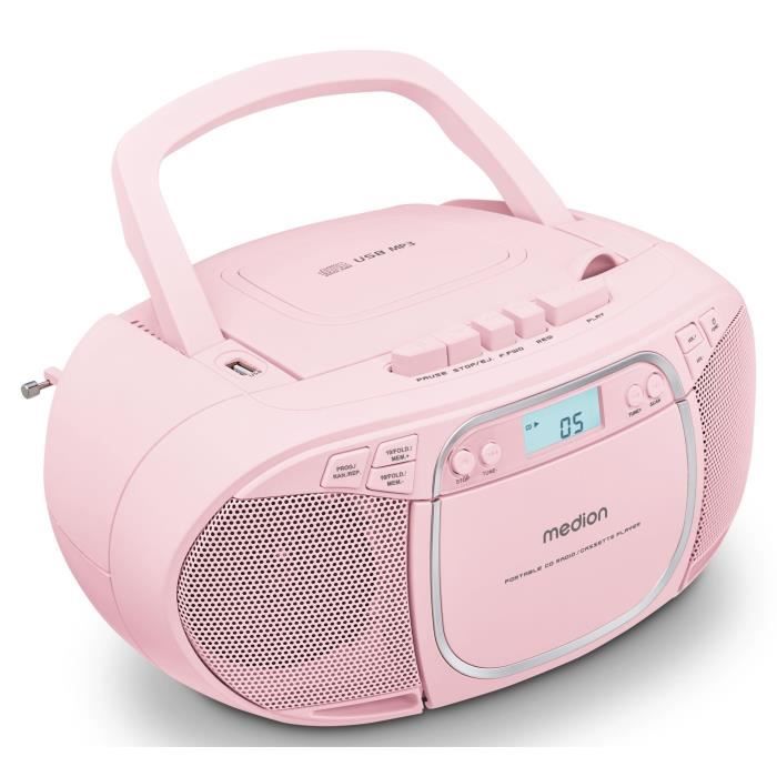 Radio CD - MEDION - FM - 2x2,2W RMS - Rose