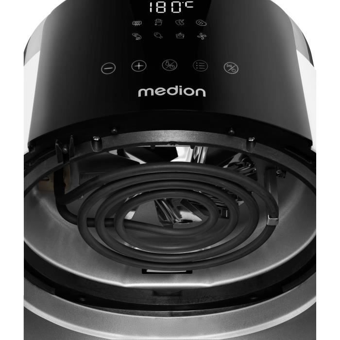 Friteuse a air chaud - MEDION - MD13030 - Digitale - Airfryer - 1500 watts - Minuterie 60 min - Jusqu'a 200°C - 4,7 L - Blanc
