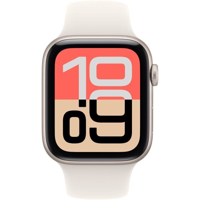 Apple Watch SE 3 GPS - 44mm - Boîtier Starlight Aluminium  - Bracelet Starlight Sport Band - M/L
