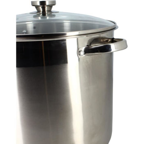 Marmite avec couvercle - MENASTYL - 4615451 - En acier inoxydable - 17 litres - 32 cm - Tous feux dont induction