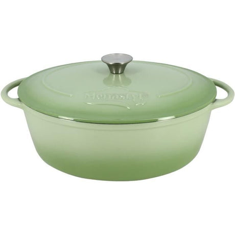 Cocotte - MENASTYL - 6020075 - Ronde - En fonte acier émaillé - Vert - 7 litres