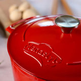 Cocotte - MENASTYL - 6020105 - Ronde - En fonte acier émaillé - Rouge - 7 litres - 29 cm