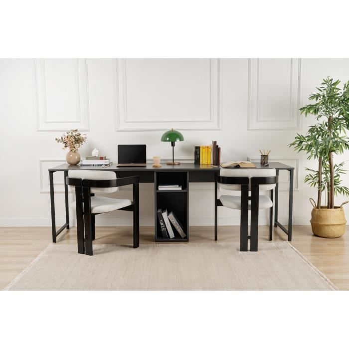 Bureau d'étude moderne avec pieds en métal - TWIN - Anthracite / Noir - 240 x 74 x 60 cm