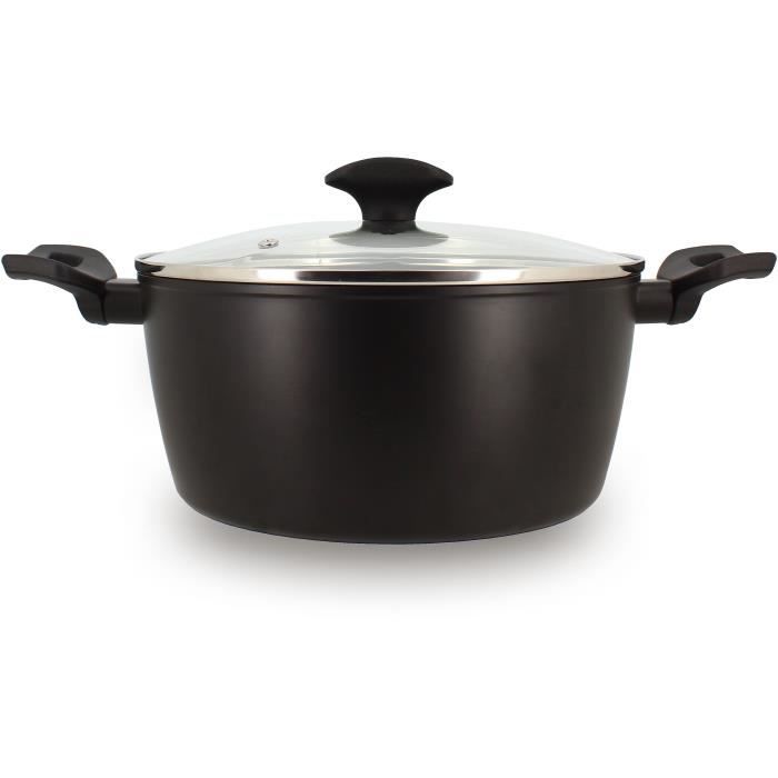 Faitout - MENASTYL - 6020647 - En alumimium forgé - 24 cm - Noir - Tous feux dont induction